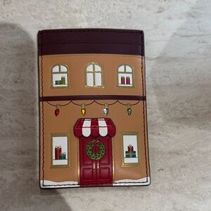 Kate Spade Festive Holiday House Card Holder - Red and Tan